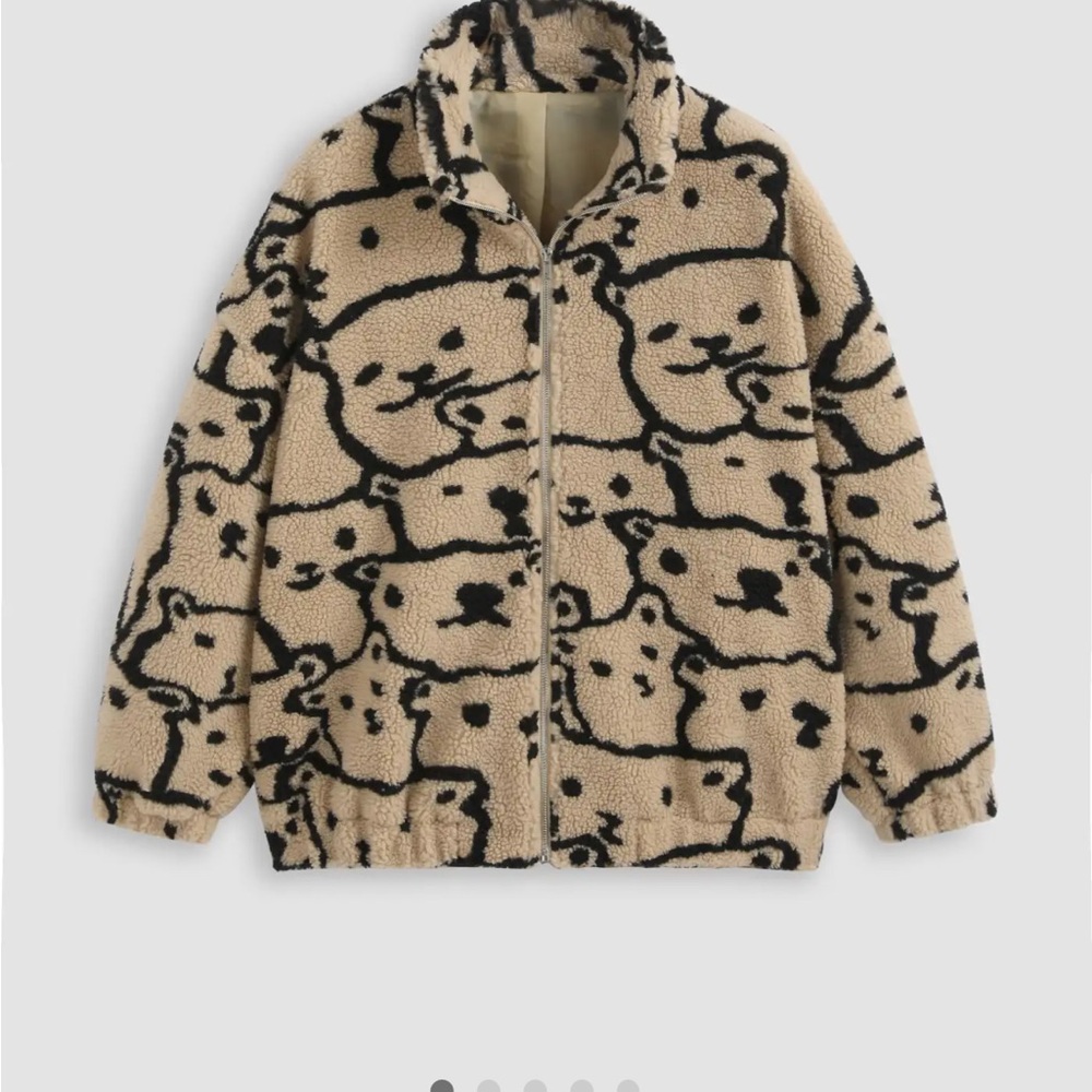 Cider Teddy Jacket in Black and Tan super cute bear jacket